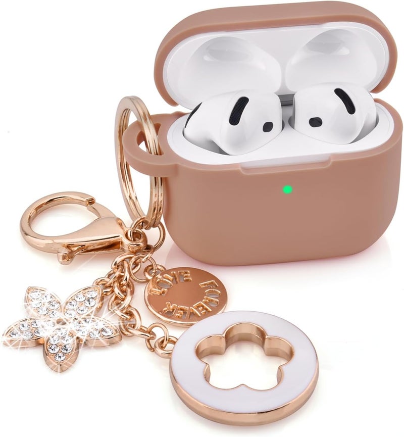 Case for Apple Airpods 4 - VISOOM Airpods 4 Cases 2024 Cover Women Anti-Drop Silicone iPods 4 Earbuds Wireless Accessorie Charging Cases Girl Bling Keychain for Airpod iPods 4th Generation - Image 2