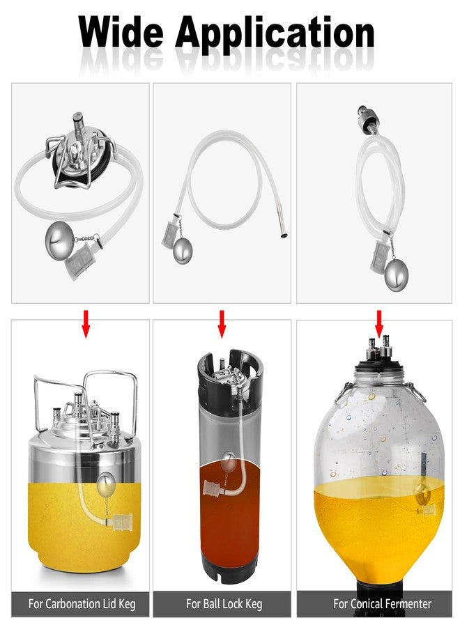 WELLBOM أنبوب غمس عائم من السيليكون بطول 80 سم مع كرة عائمة من الفولاذ المقاوم للصدأ وفلتر لاستخلاص سائل البيرة، أنبوب غمس عائم لبرميل كورنيليوس كورني، برميل قفل الكرة، مخمر مخروطي متعدد الاستخدامات، برميل بيرة - Image 4