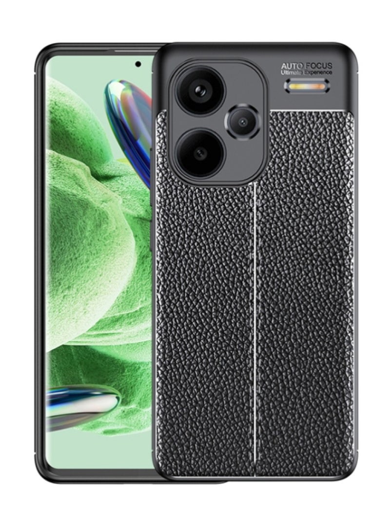 Case For Xiaomi Redmi Note 13 Pro Plus 5G ,- Brushed Shockproof Protection Cover Leather Pattern Durable - Case Premium Quality Slip-Resistant With Protection For Camera - Black - Image 1