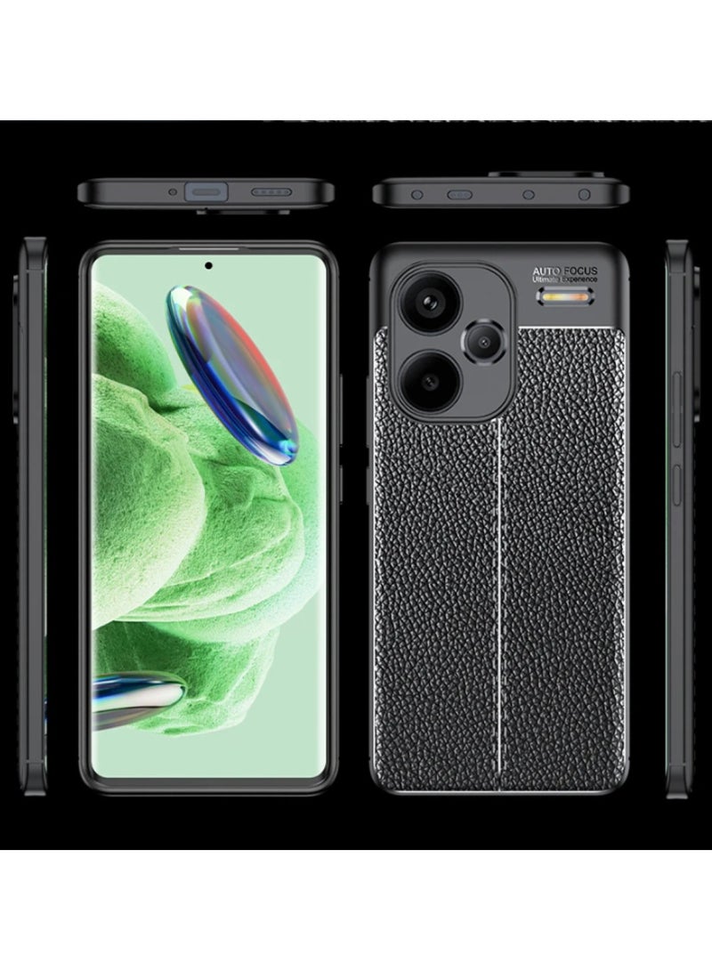 Case For Xiaomi Redmi Note 13 Pro Plus 5G ,- Brushed Shockproof Protection Cover Leather Pattern Durable - Case Premium Quality Slip-Resistant With Protection For Camera - Black - Image 4