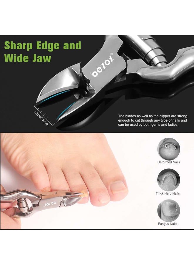 BEZOX Heavy Duty Podiatrist Toenail Clippers for Thick and Ingrown Nails, Stainless Steel Toe Nail Cutter - W/ Leather Case Packaging - Image 4