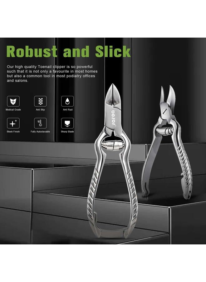 BEZOX Heavy Duty Podiatrist Toenail Clippers for Thick and Ingrown Nails, Stainless Steel Toe Nail Cutter - W/ Leather Case Packaging - Image 2