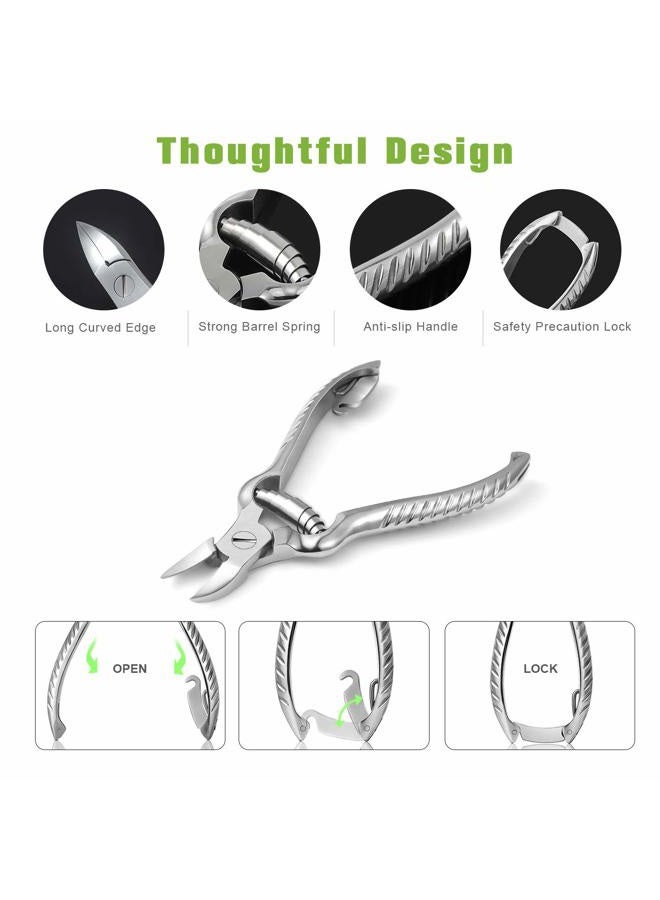BEZOX Heavy Duty Podiatrist Toenail Clippers for Thick and Ingrown Nails, Stainless Steel Toe Nail Cutter - W/ Leather Case Packaging - Image 3