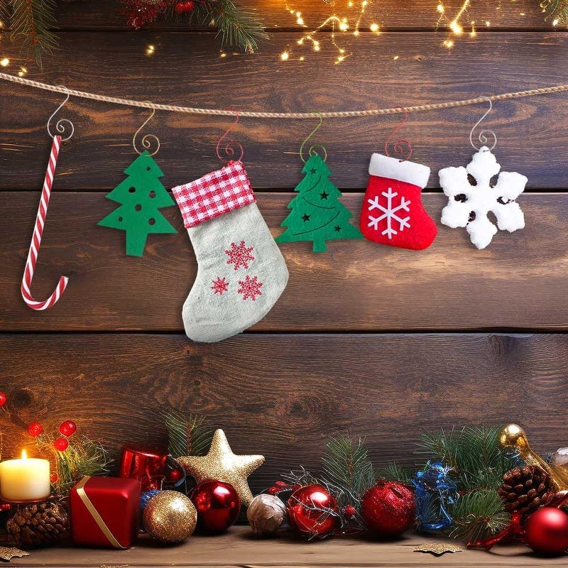 Chffcuh Ornament Hooks, Christmas Ornament Hangers, 100 Pcs Christmas Ornament Hooks, Metal Hooks for Ornaments, Metal Wire Ornaments Hooks Anchors for Xmas Tree Xmas Balls Party Decorations - Image 2