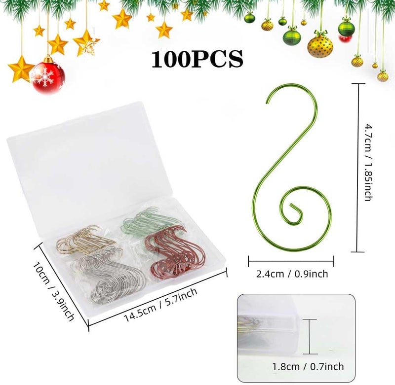 Chffcuh Ornament Hooks, Christmas Ornament Hangers, 100 Pcs Christmas Ornament Hooks, Metal Hooks for Ornaments, Metal Wire Ornaments Hooks Anchors for Xmas Tree Xmas Balls Party Decorations - Image 3