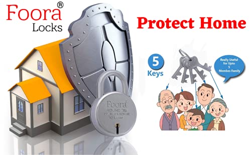 Foora big size lock and keys door lock for home round 75mm padlock with 5 each keys double locking 8 lever gate shop shutter Round 75mm Big Boss Pack 2 - Image 2