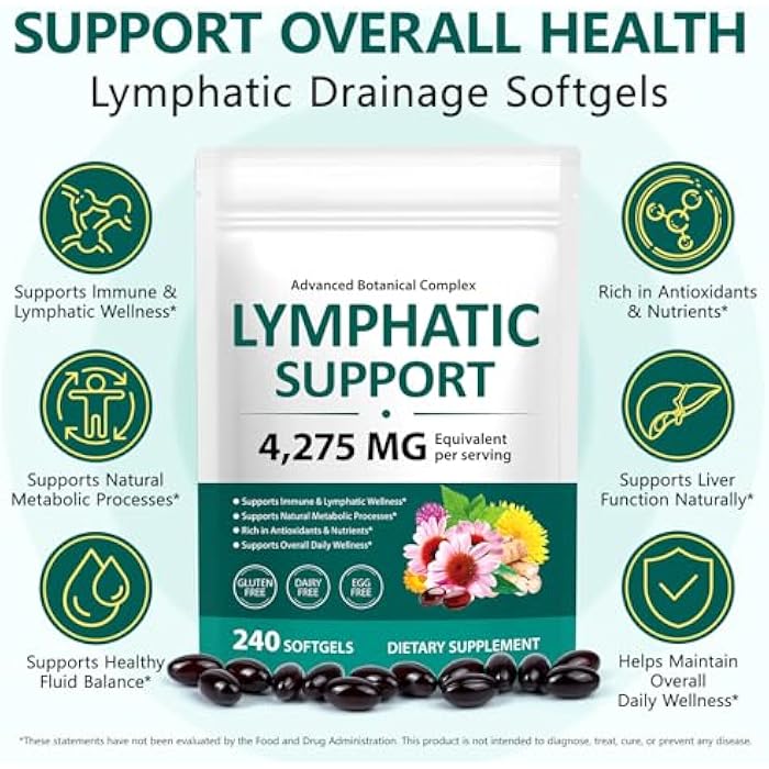 VOGSIG Lymphatic Drainage Supplements, 4275mg Herbal Blend for Immune and Fluid Health for Men Women,with Dandelion, Burdock Root, Echinacea, Turmeric,240 Softgels for Lymph System Balance (Pack of 2) - Image 2