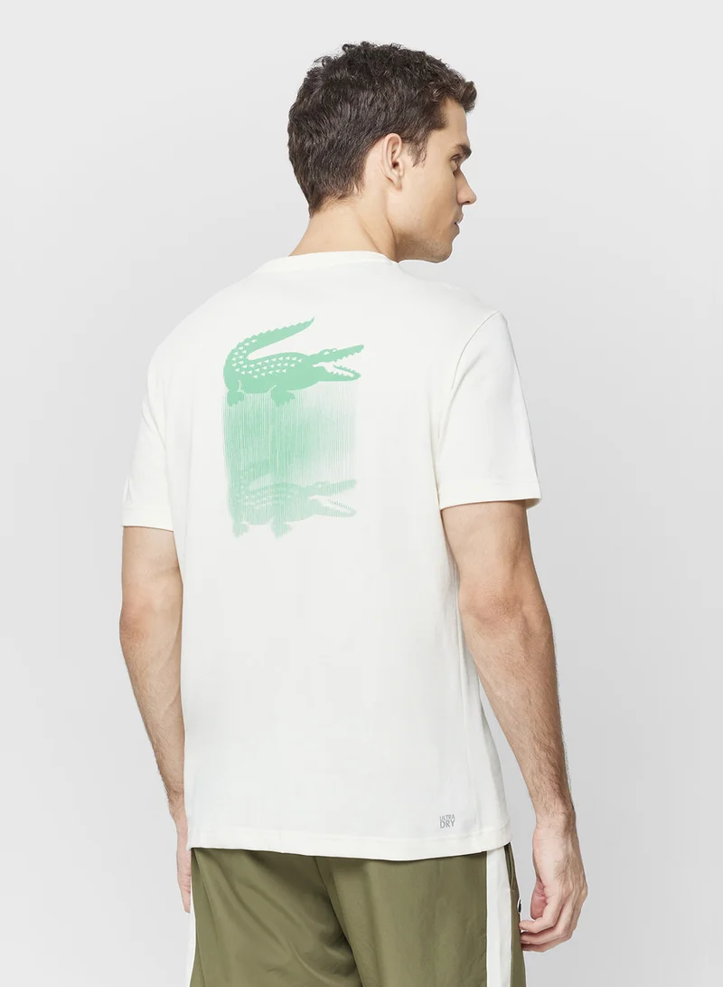 لاكوست Ultra Dry Printed Crew Neck T-Shirt