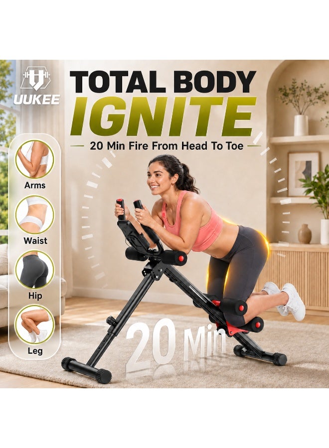  UUKEE جهاز تنحيف الخصر القابل للثني للتمارين المنزلية، جهاز تمارين البطن والخصر قابل للتعديل بـ 6 مستويات، يساعد على شد البطن ونحت الخصر وتقوية عضلات الجسم، موفر للمساحة وسهل التخزين - Image 1