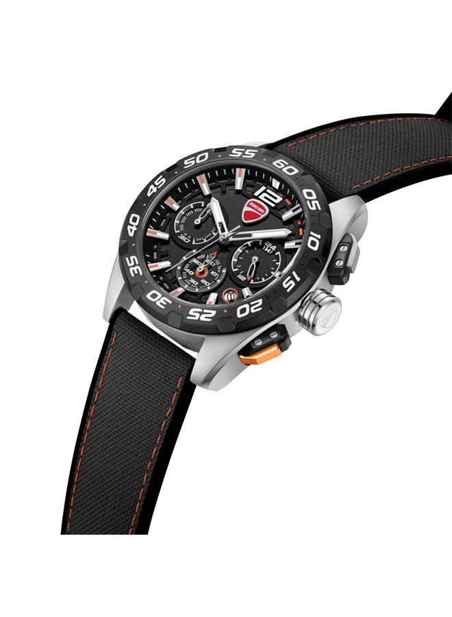 Ducati DT012 Black Dial Black Silicone-Nylon Strap Chronograph Watch for Men - 42mm - Image 2