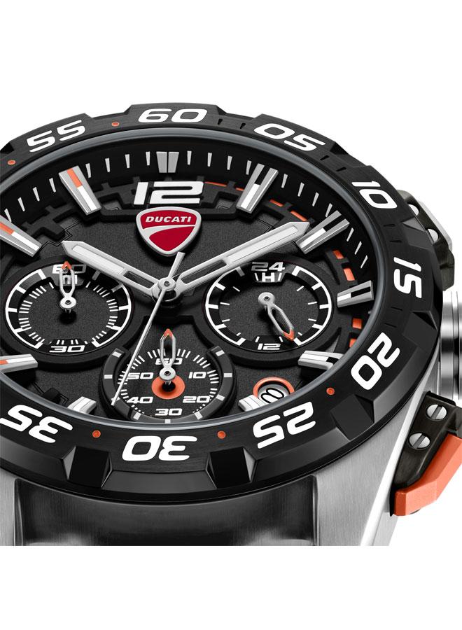 Ducati DT012 Black Dial Black Silicone-Nylon Strap Chronograph Watch for Men - 42mm - Image 4