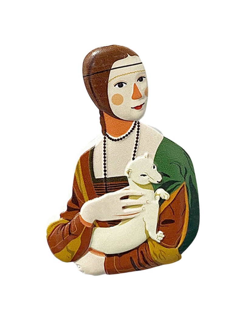Woman Holding An Ermine Refrigerator Magnet Funny Character Cute Creative Magnetic Stickers Finished Refrigerator Magnet Home Decoration Accessories - Image 1
