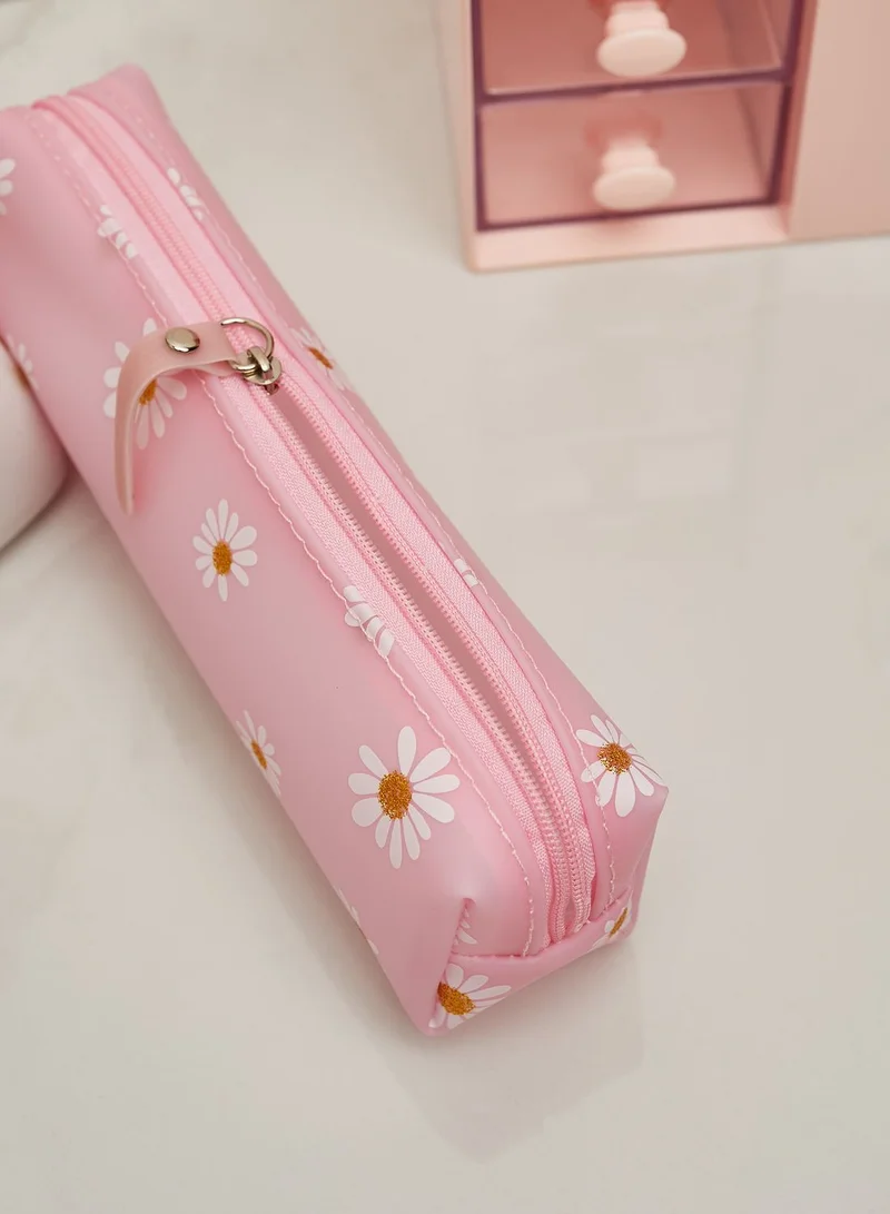 Pink Cactus Pink Daisy Pencil Case