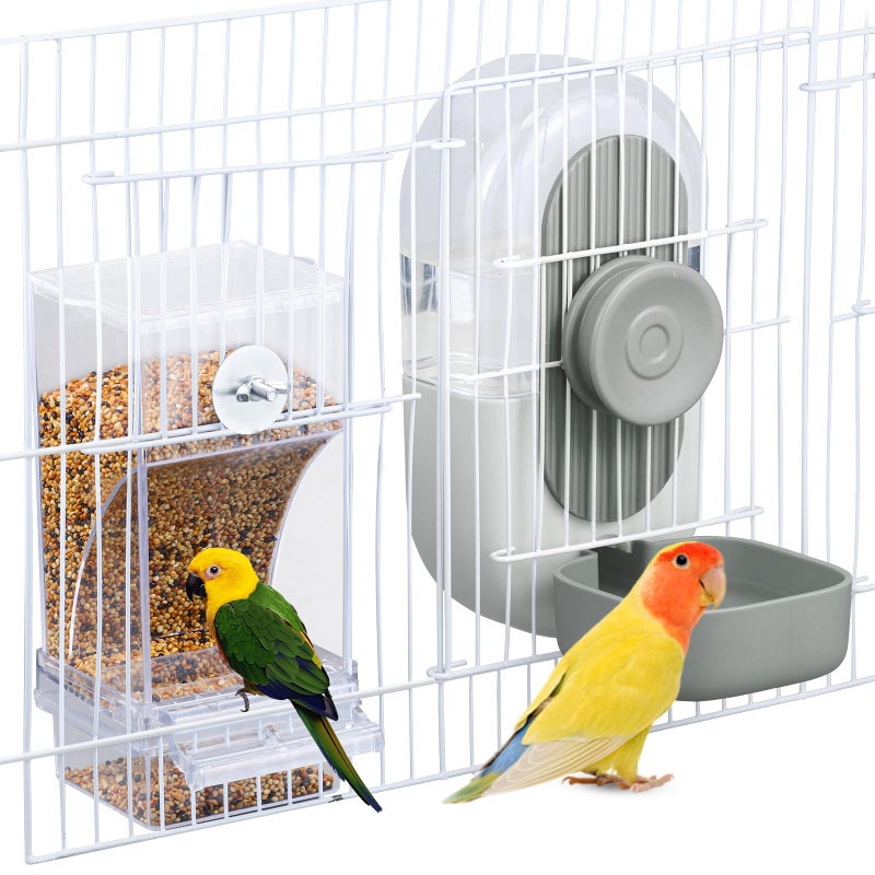 Lemtrflo Bird Water Feeder & Feeder Set - Bird Feeder for Cage, Parakeet Cage Accessories for Easy Feeding & Hydration - Image 1