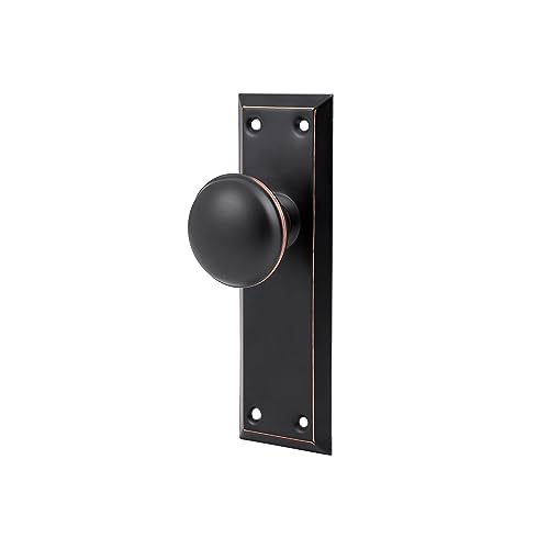 newliplace 2 Pack Vintage Single Sided Dummy Door Knobs Interior Antique Long Plate Dummy Door Knobs in Oil Rubbed Bronze - Image 1
