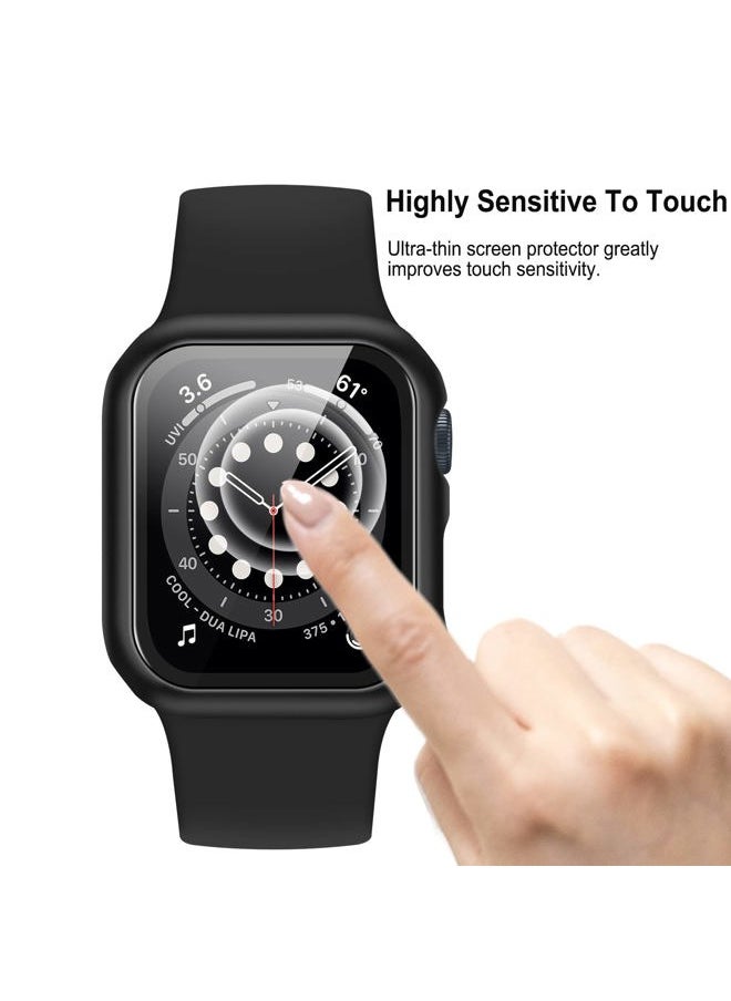 Anlinser - 2 Pack Hard Case Compatible with Apple Watch Case Series 8 Series 7 [41mm] with Tempered Glass Screen Protector, Protective Covers Compatible for iWatch 41mm (Black + Black) - Image 1
