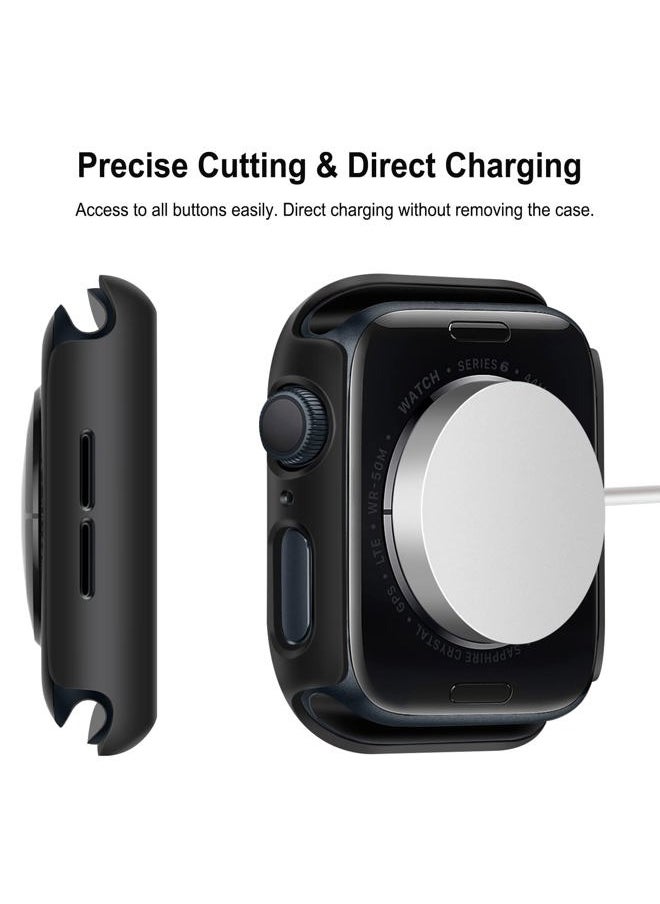 Anlinser - 2 Pack Hard Case Compatible with Apple Watch Case Series 8 Series 7 [41mm] with Tempered Glass Screen Protector, Protective Covers Compatible for iWatch 41mm (Black + Black) - Image 1