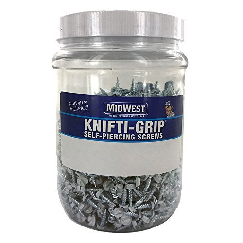 Midwest Snips Midwest White Self Piercing Screws 1000 Piece No 7 X 12 with Carrying Tub 14 Bit MW7X12PW10 - Image 1