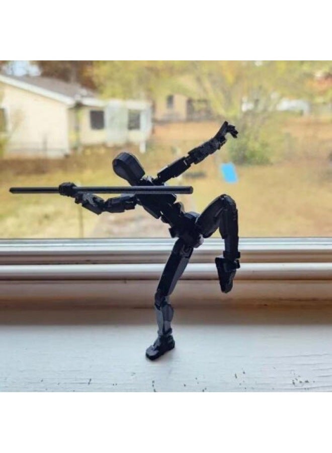 13 Multi-jointeD Movable Doll 3D PrinteD HanD Plate Lucky 13 Doll Full BoDy Activity Mechanical Decompression-Color:Pure Black Jointed Man  60g  - Image 1