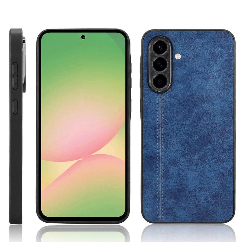 HuHa Case Cover For Samsung Galaxy A56 5G Cow Pattern Sewing Back Cover Phone Case(Blue) - Image 1