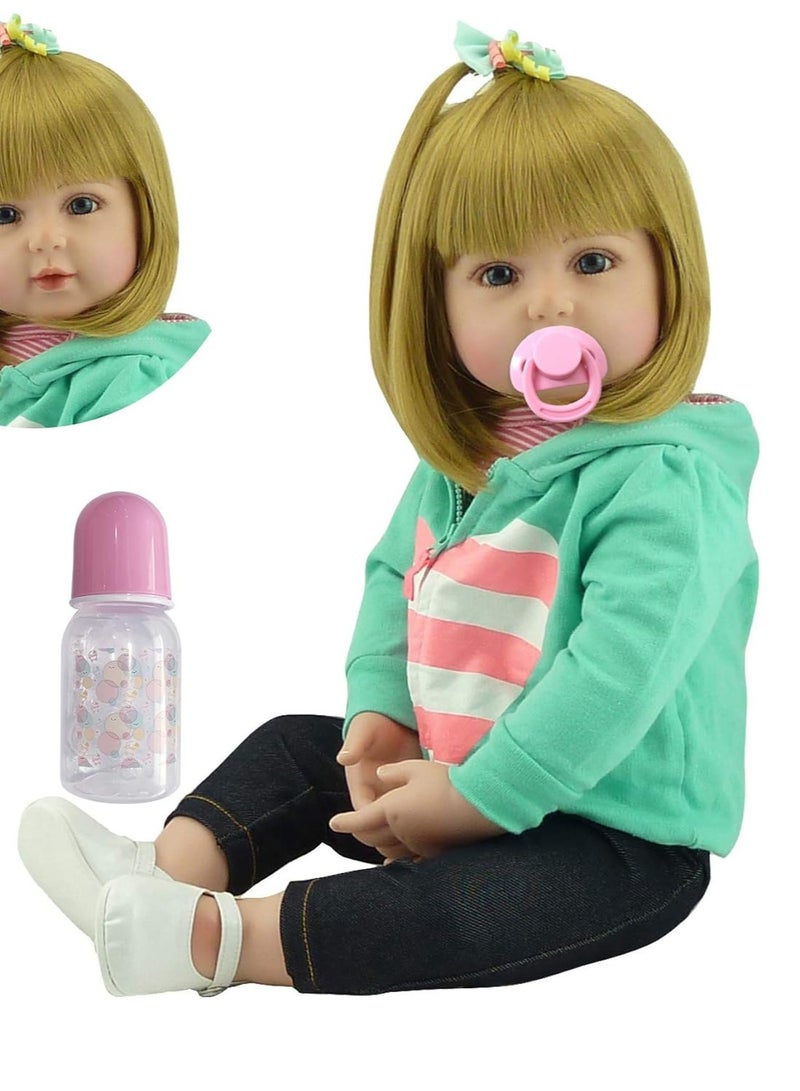 iCradle Lovely Reborn Baby Girl Doll 18inch 45cm Soft Silicone Realistic Looking Newborn Vinyl Dolls Handmade Toddler Toy for Ages 3+ - Image 1