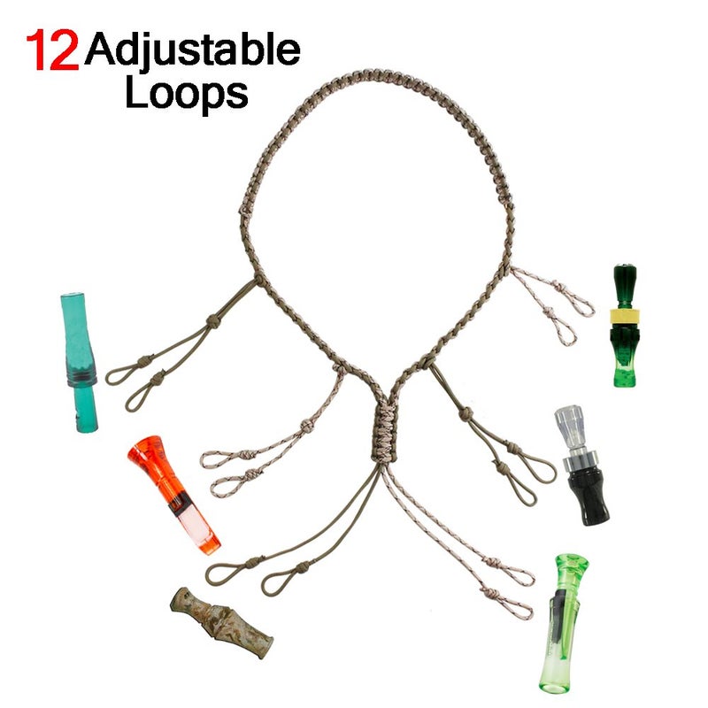 PSKOOK Duck Call Lanyard Paracord Hunting Goose Calls 12 Adjustable Loops Outdoor Predator Gear for Pheasant Waterfowl Hand Braided Necklace - Image 2