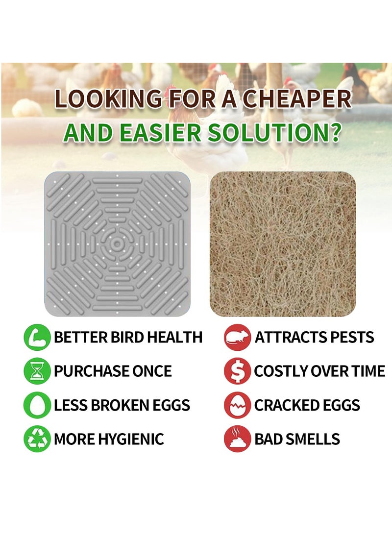 SYOSI - Chicken Nesting Pads 1 Pack Silicone Washable Nesting Box Pads for Chickens 12x12 Inch Reusable Gray Chicken Nesting Pads Washable Coop Liners Soft and Cozy Bedding for Chickens for Laying Eggs - Image 1