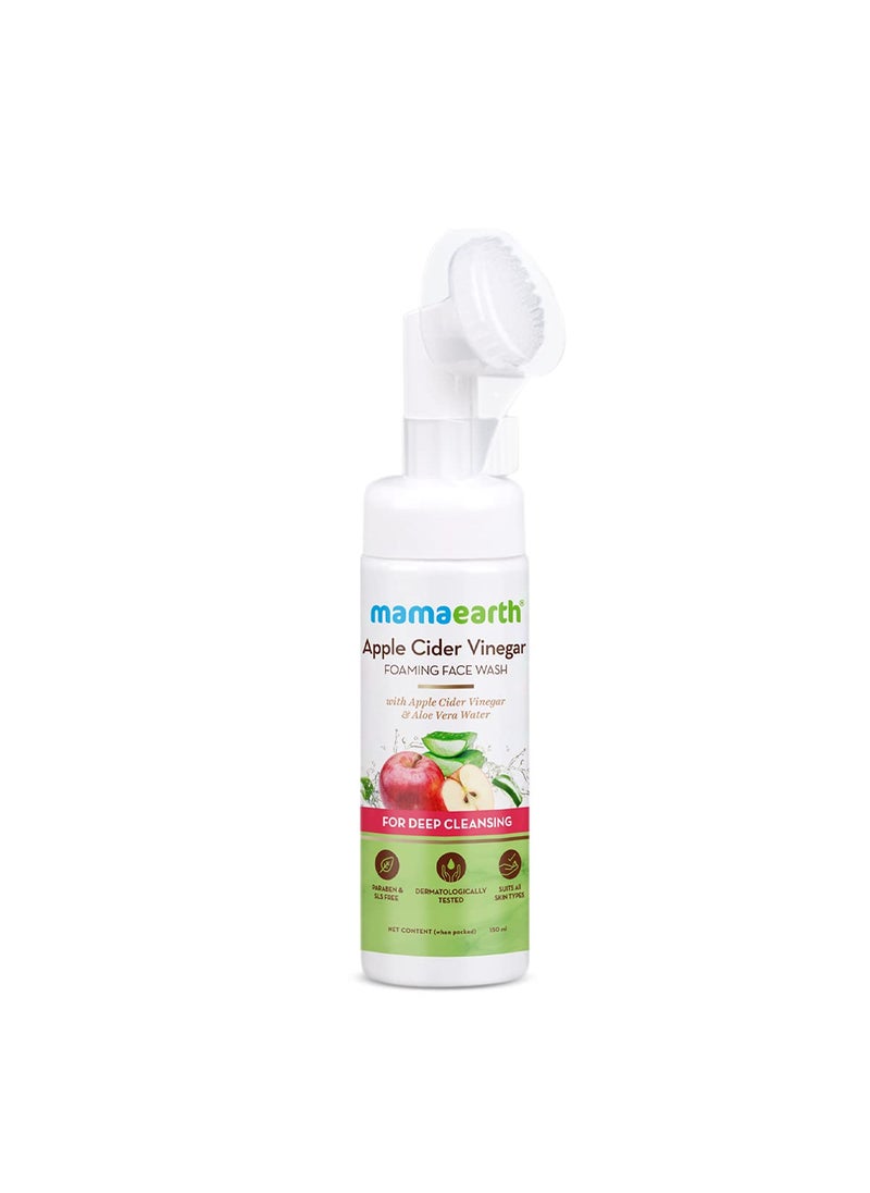 Mamaearth Mamaearth Apple Cider Vinegar Foaming Face Wash with inbuilt Brush  Deeply Cleanses Skin  Unclog Pores  Exfoliates with Soft Silicon Bristles  507 Fl Oz 150ml 