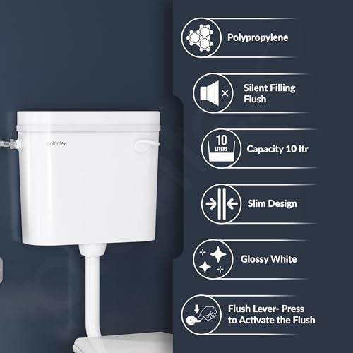 Plantex Flush Tank for Toilet/Single Flushing Cistern for Bathroom with 10 Ltr Water Capacity/Polypropylene Toilet Flush Tank - Pack of 1 (Classic, White) - Image 2