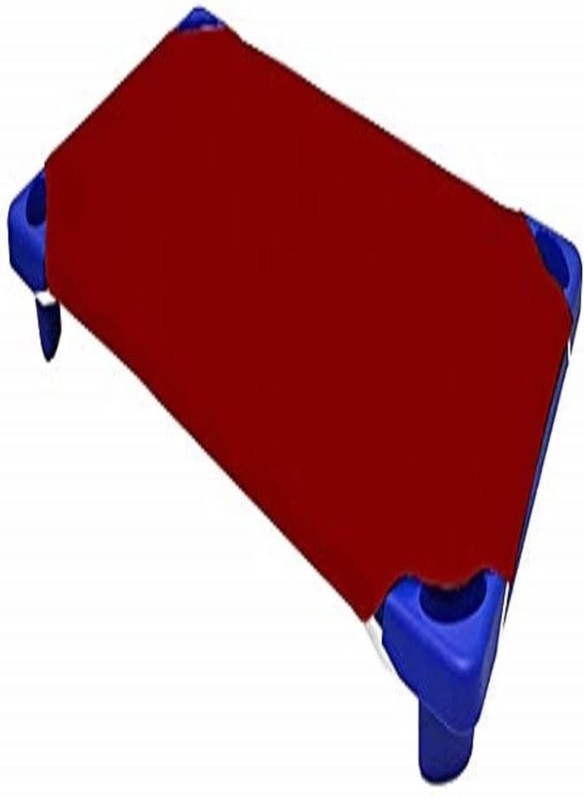 COTTON SHEET 600 Thread Count, Toddler Cot Sheets with Corners Elastic, Standard Mat Size Day-Care/Pre-School 100% Egyptian Cotton Kids Nap Time Fitted Sheets, Burgundy Solid (23" WX55 L) Pack of 10 - Image 1