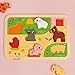 Janod Chunky Farm Wooden Puzzle with 7 Pieces Educational Toddler Puzzle Toy with Farm Animals EasyGrip Wooden Figures for Fine Motor Skills Learning Imaginative Play Ages 18 Months J07121 - Image 2