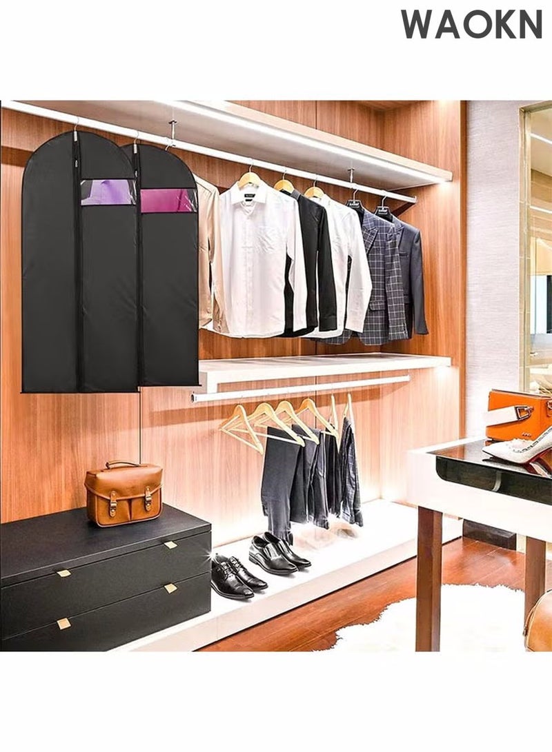 دبليو أيه أو كي أن حقيبة ملابس، حقيبة ملابس، حقيبة بدلات، أغطية ملابس مع نافذة شفافة، حقائب معاطف للخزانة والسفر، مقاومة للغبار، لتعليق الملابس، حقيبة بدلات صديقة للبيئة وجيدة التهوية، أغطية ملابس لتخزين البدلات، قمصان، تيشيرتات، وسترات، مناسبة للكبار والصغار، عبوة من 5 قطع. - Image 4