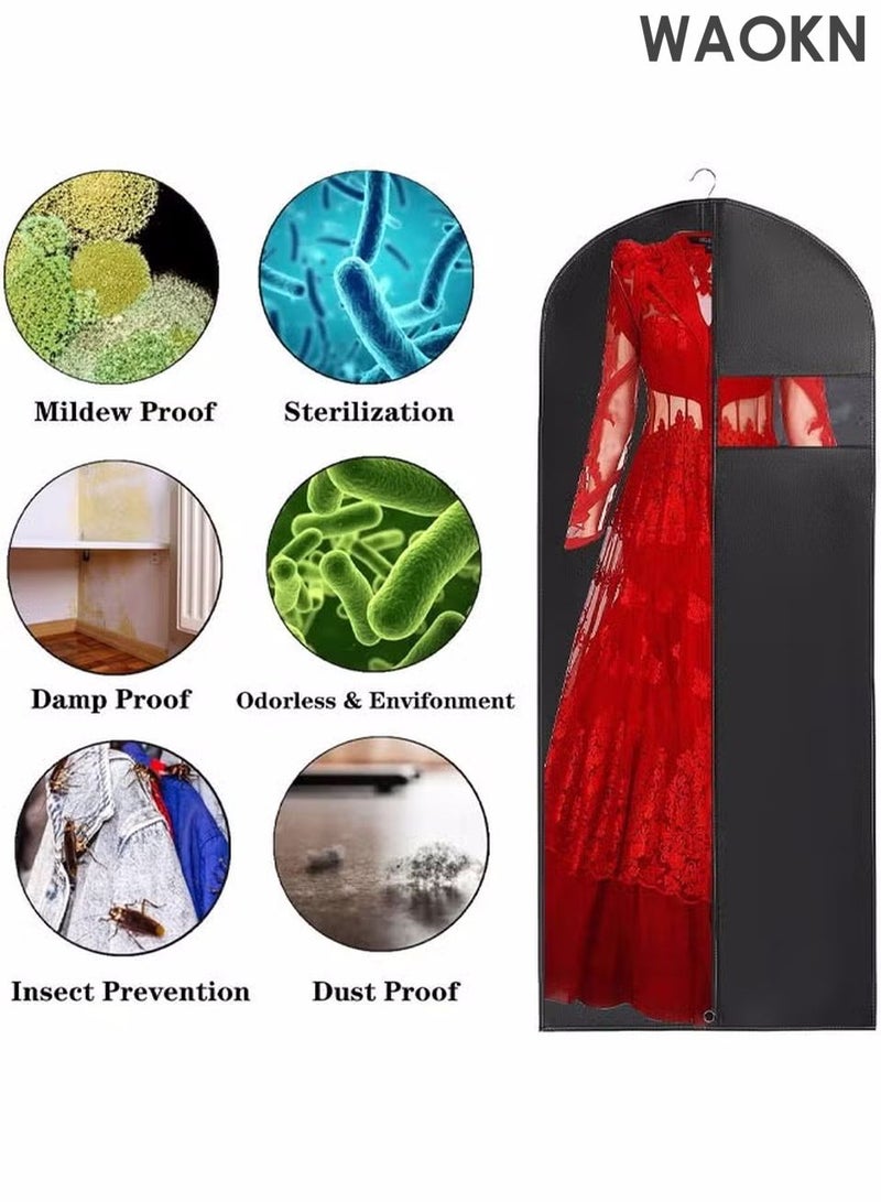 دبليو أيه أو كي أن حقيبة ملابس، حقيبة ملابس، حقيبة بدلات، أغطية ملابس مع نافذة شفافة، حقائب معاطف للخزانة والسفر، مقاومة للغبار، لتعليق الملابس، حقيبة بدلات صديقة للبيئة وجيدة التهوية، أغطية ملابس لتخزين البدلات، قمصان، تيشيرتات، وسترات، مناسبة للكبار والصغار، عبوة من 5 قطع. - Image 2