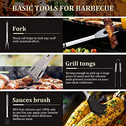 SONIQE BBQ Tools Set, Stainless Steel Barbecue Accessories with Storage Bags, Complete Outdoor Barbecue Grill Utensils Set, for Outdoor Picnic, Camping, Grilling with Bag [ Set of 5 Pcs] - Image 3