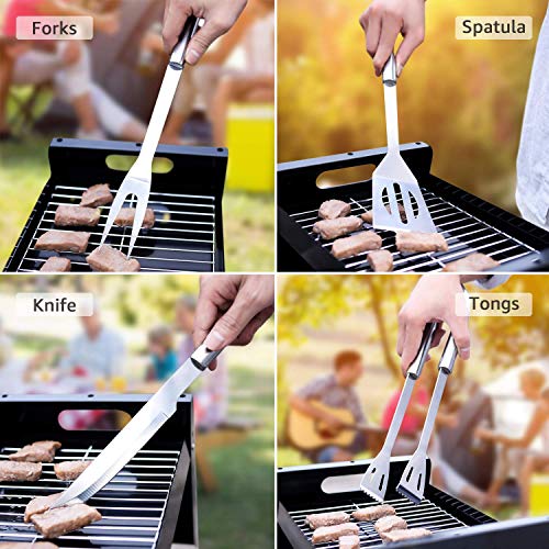 SONIQE BBQ Tools Set, Stainless Steel Barbecue Accessories with Storage Bags, Complete Outdoor Barbecue Grill Utensils Set, for Outdoor Picnic, Camping, Grilling with Bag [ Set of 5 Pcs] - Image 2
