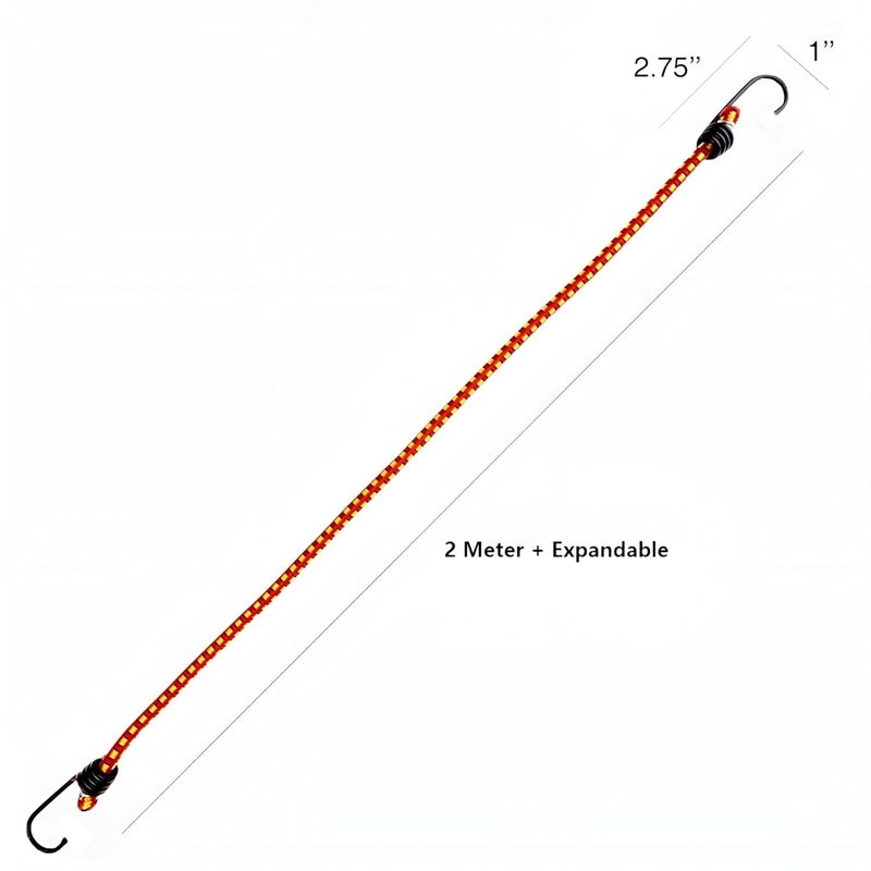 VERAT High Strength Stretchable Elastic Rope/Bungee Cord - Versatile for Hanging Clothes, Tying Behind Bikes, etc. (2m + Expandable) (Multicolour, Pack of 2) - Image 2