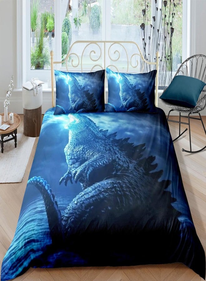 sonicpony Duvet Cover Set Boys Twin Size Dinosaur Comforter Cover Bedding Set 3D for Men 1 Piece Quilt Cover 2 Pieces Pillow Shames No Comforter (Dino36, Twin) - Image 2