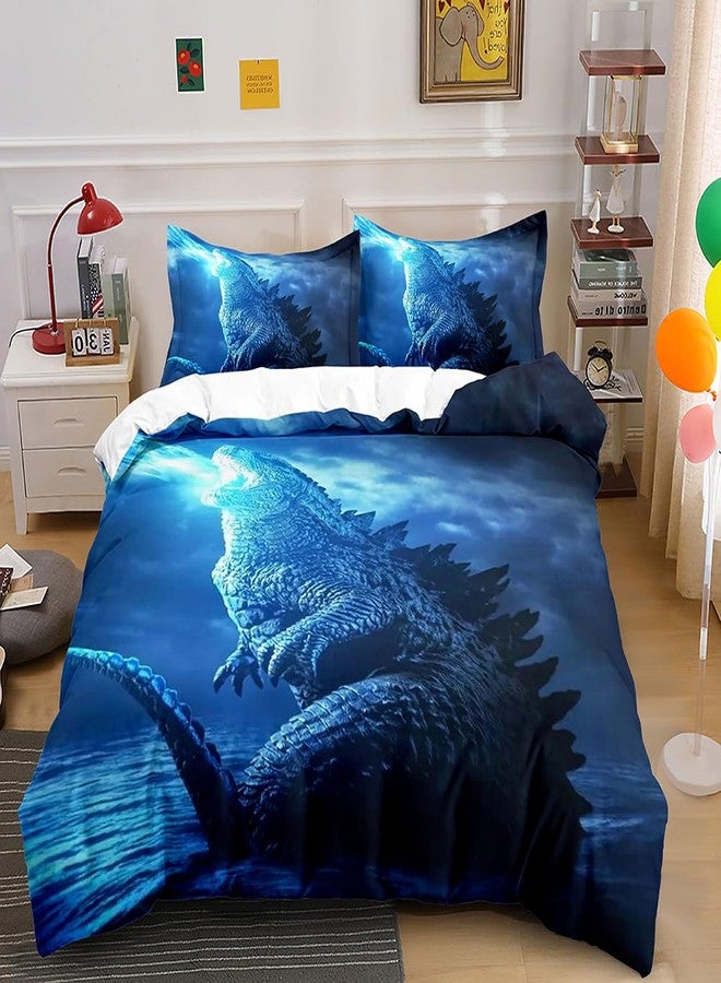 sonicpony Duvet Cover Set Boys Twin Size Dinosaur Comforter Cover Bedding Set 3D for Men 1 Piece Quilt Cover 2 Pieces Pillow Shames No Comforter (Dino36, Twin) - Image 1