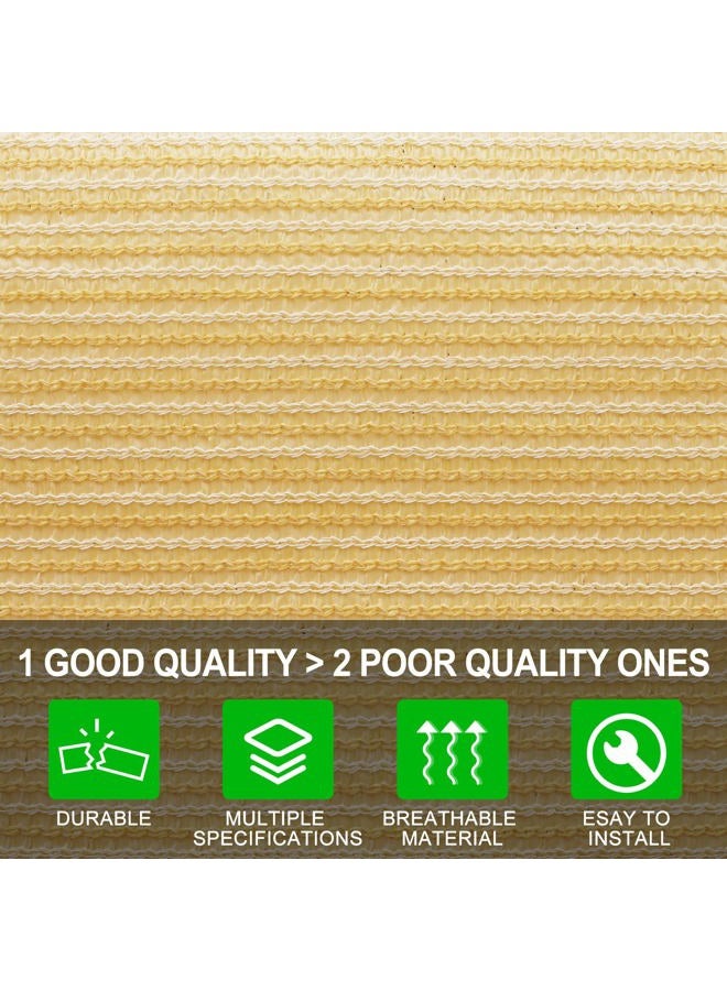 Shatex 90% Shade Fabric Sun Shade Cloth 12' x 20' Wheat Taped Edge with Grommets Sun-Block Mesh Shade for Pergola Cover Canopy,12 Bungee Balls - Image 3