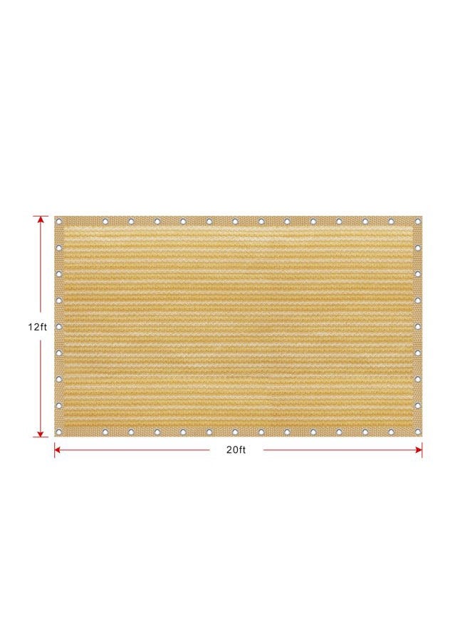 Shatex 90% Shade Fabric Sun Shade Cloth 12' x 20' Wheat Taped Edge with Grommets Sun-Block Mesh Shade for Pergola Cover Canopy,12 Bungee Balls - Image 2
