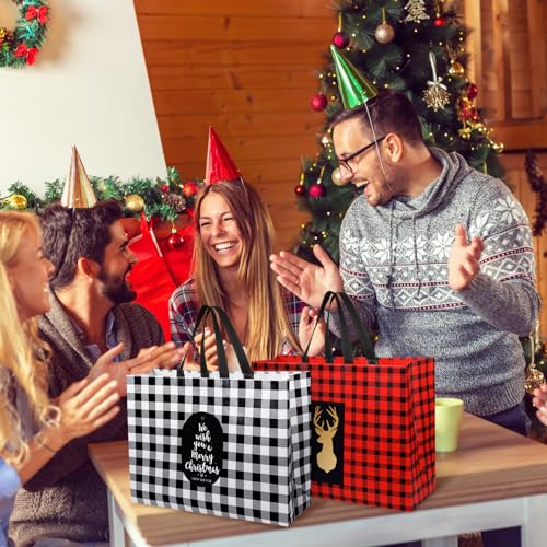 Ziliny 24 Pack Extra Large Christmas Gift Bags 16.9'' x 12.6'' x 6.8'' Waterproof Reusable Tote Bags with Handle Non Woven Christmas Grocery Shopping Totes for Holiday Xmas - Image 5