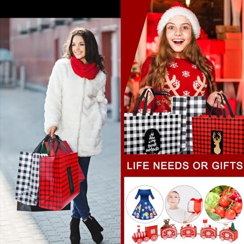 Ziliny 24 Pack Extra Large Christmas Gift Bags 16.9'' x 12.6'' x 6.8'' Waterproof Reusable Tote Bags with Handle Non Woven Christmas Grocery Shopping Totes for Holiday Xmas - Image 4