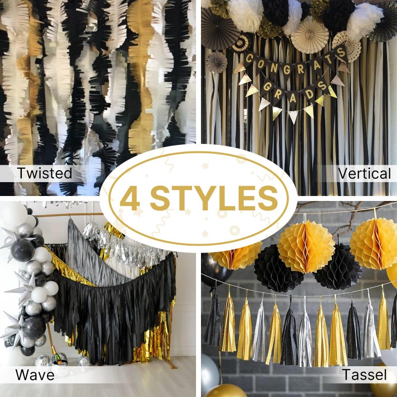 PartyWoo Gold Crepe Paper Streamers 4pcs 328ft Pack of Gold Crepe Paper for Wedding Birthday Baby Shower Engagement Anniversary New Year Eve Graduation Party Decorations(1.8 Inchx82 Ft/Roll) - Image 5