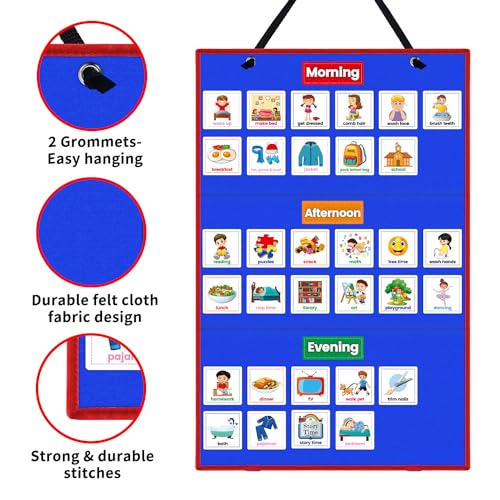 Amzoya Visual Schedule Chart for Kids,Large Visual Schedule Chart with Cards Autism Material for Toddlers,Responsibility Daily Schedule Board Communication - Image 3
