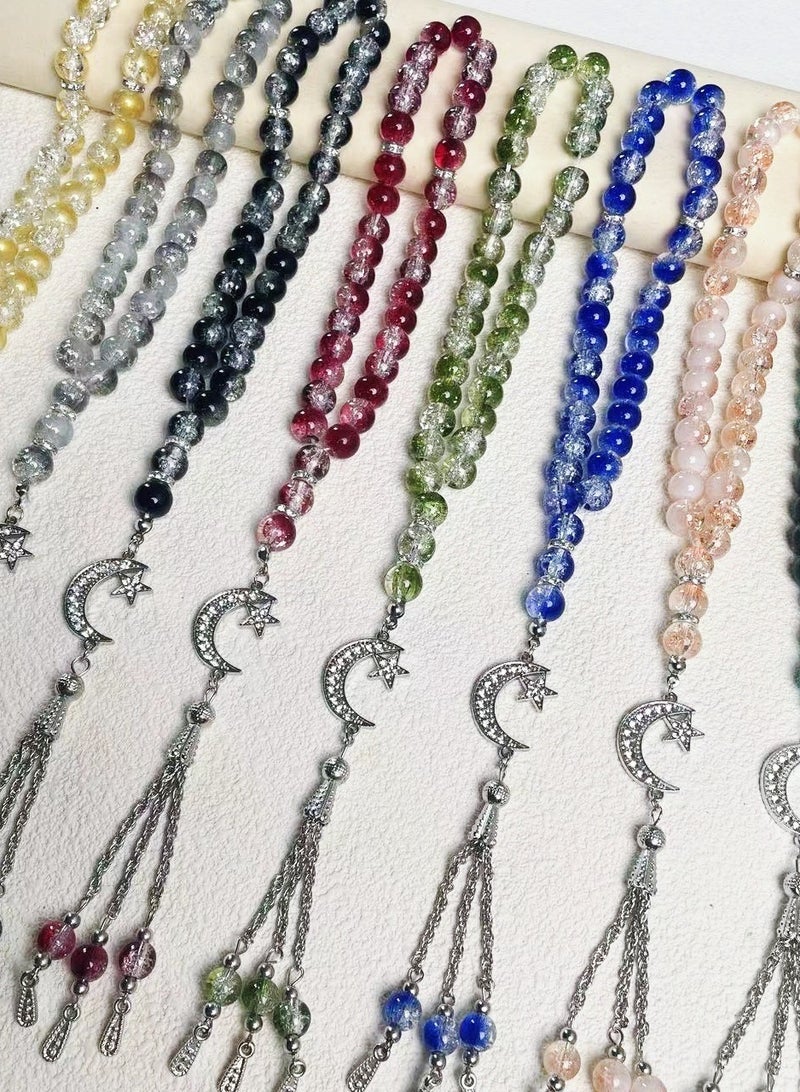 33-Piece 10mm Cracked Glass Muslim Tasbih Prayer Beads Everyday Bracelet  - Image 2
