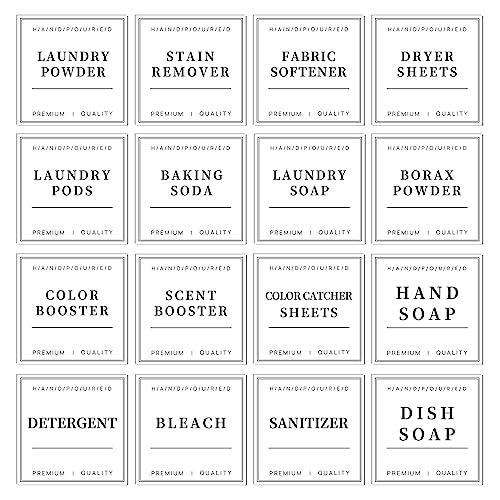 TESWEY Laundry Labels - 18PCS PVC Set for Organizing, Waterproof for Laundry Containers & Glass Jars - Image 1