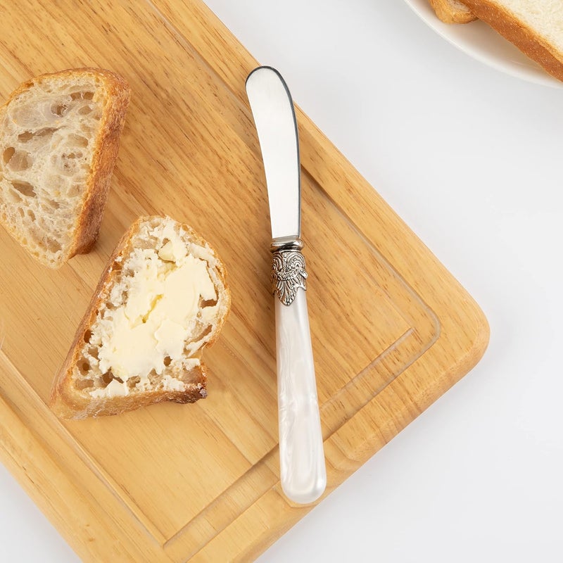 CATHYLIN REVERIE Collection 4-piece Stainless Steel Butter Spreader Cheese Knife, Giftable Butter Knives set, Bread Knife set (White Handle) - Image 2