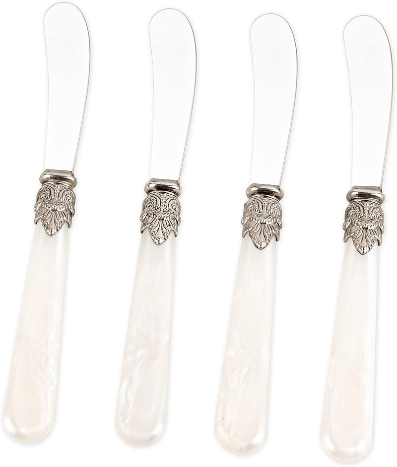 CATHYLIN REVERIE Collection 4-piece Stainless Steel Butter Spreader Cheese Knife, Giftable Butter Knives set, Bread Knife set (White Handle) - Image 1