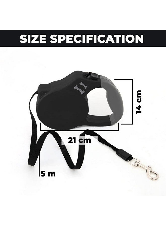 Hearts Retractable Dog Leash|One Button Break With Safety Lock|Automatic & Non-Slip Handle|Soft Padded Handle For Comfortable Grip|Pet Training & Walking Accessory|Black - Image 3