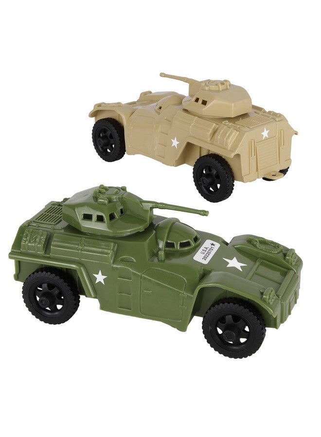 Tim Mee Toy TimMee Recon Patrol Armored Cars OD Green & Tan Plastic Army Men Scout Vehicles - Image 1